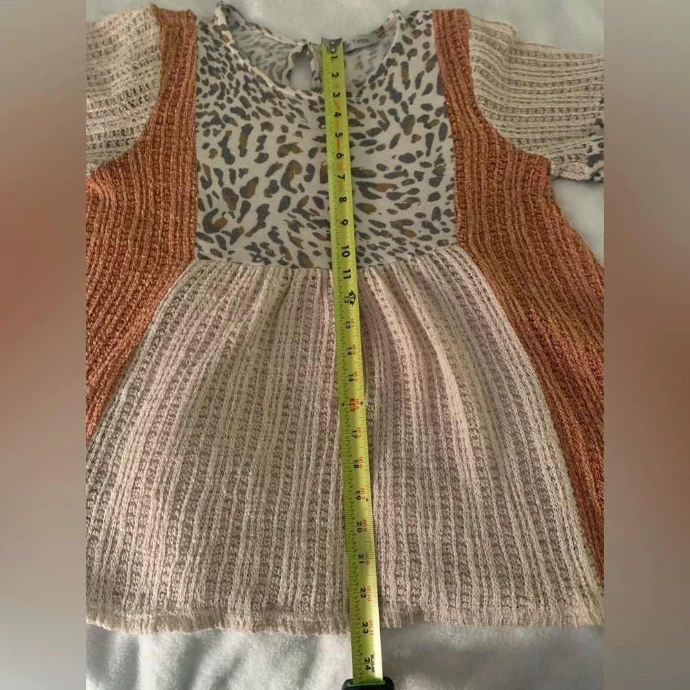 Ces Femme Pink and Gray Leopard Patchwork Boho Peasant Blouse - Picture 11 of 13